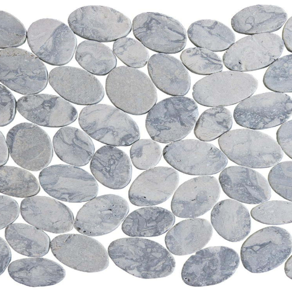 Ocean Stones - Coin Mosaics in Swirl Grey Tile