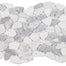 Ocean Stones - Sliced Mosaic in Terrazzo Carrara Bardiglio White Tile