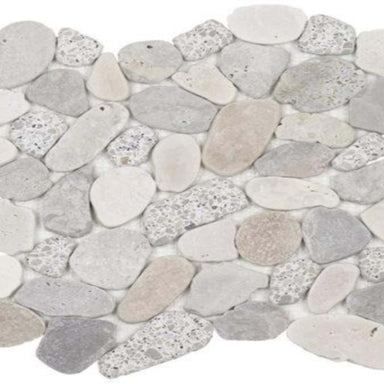 Ocean Stones - Sliced Mosaic in Terrazzo Vintage Lt Color Tile