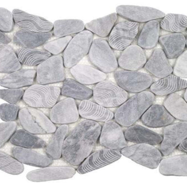 Ocean Stones - Sliced Mosaic in Wave Bardiglio Tile