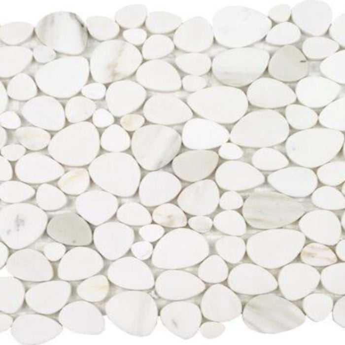 Ocean Stones - Sliced Mosaic in Calacatta Gold Italian White Tile