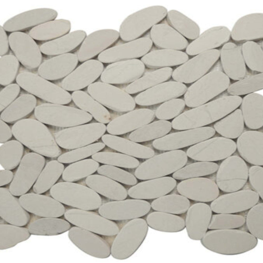 Ocean Stones - Sliced Mosaic in White Tile