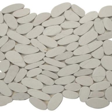 Ocean Stones - Sliced Mosaic in White Tile