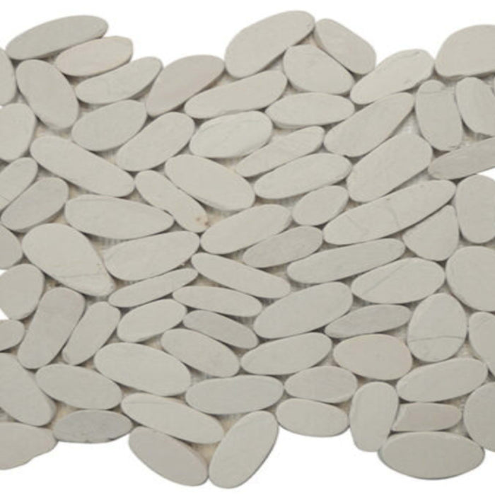 Ocean Stones - Sliced Mosaic in White Tile