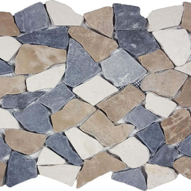 Ocean Stones - Tumbled Mosaic in Tan, White, & Gray Tile