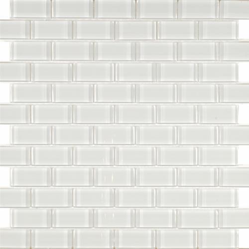 Pure White in White - Staggered 1x2 Glass Tile