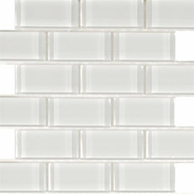 Pure White in White - Staggered 2x4 Glass Tile