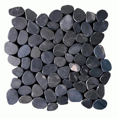 Botany Bay Pebbles - Sliced in Stained Black Natural Stone