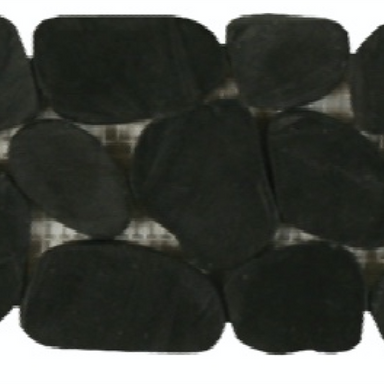 Botany Bay Pebbles - Sliced Borders in Black Natural Stone