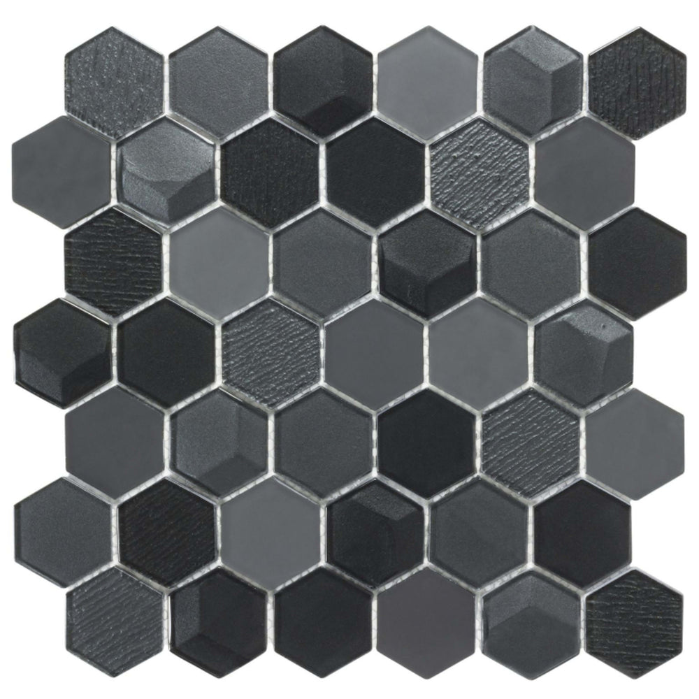 Monet Magic in Smokey Hex Glass Tile