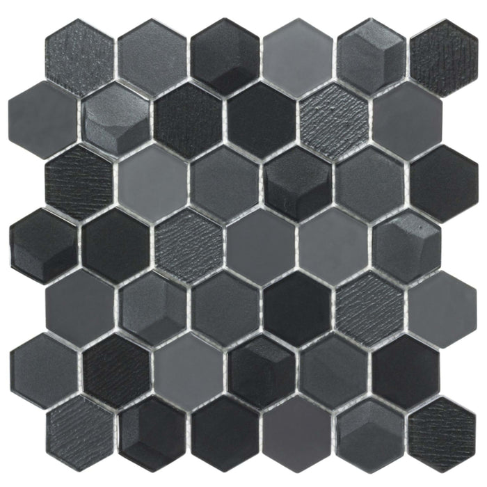 Monet Magic in Smokey Hex Glass Tile