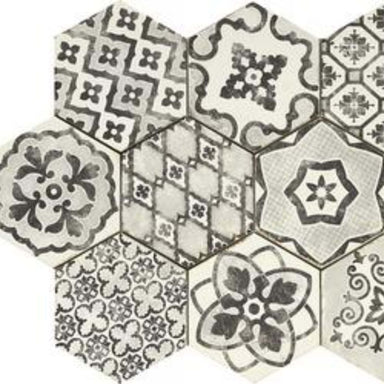 Eden in Esagona Decoro Romance Bianco-21x18 Tile