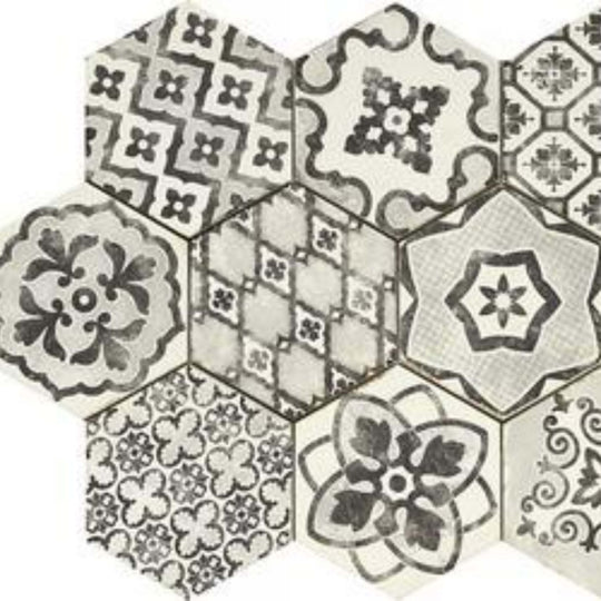 Eden in Esagona Decoro Romance Bianco-21x18