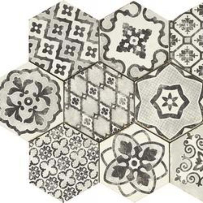 Eden in Esagona Decoro Romance Bianco-21x18 Tile