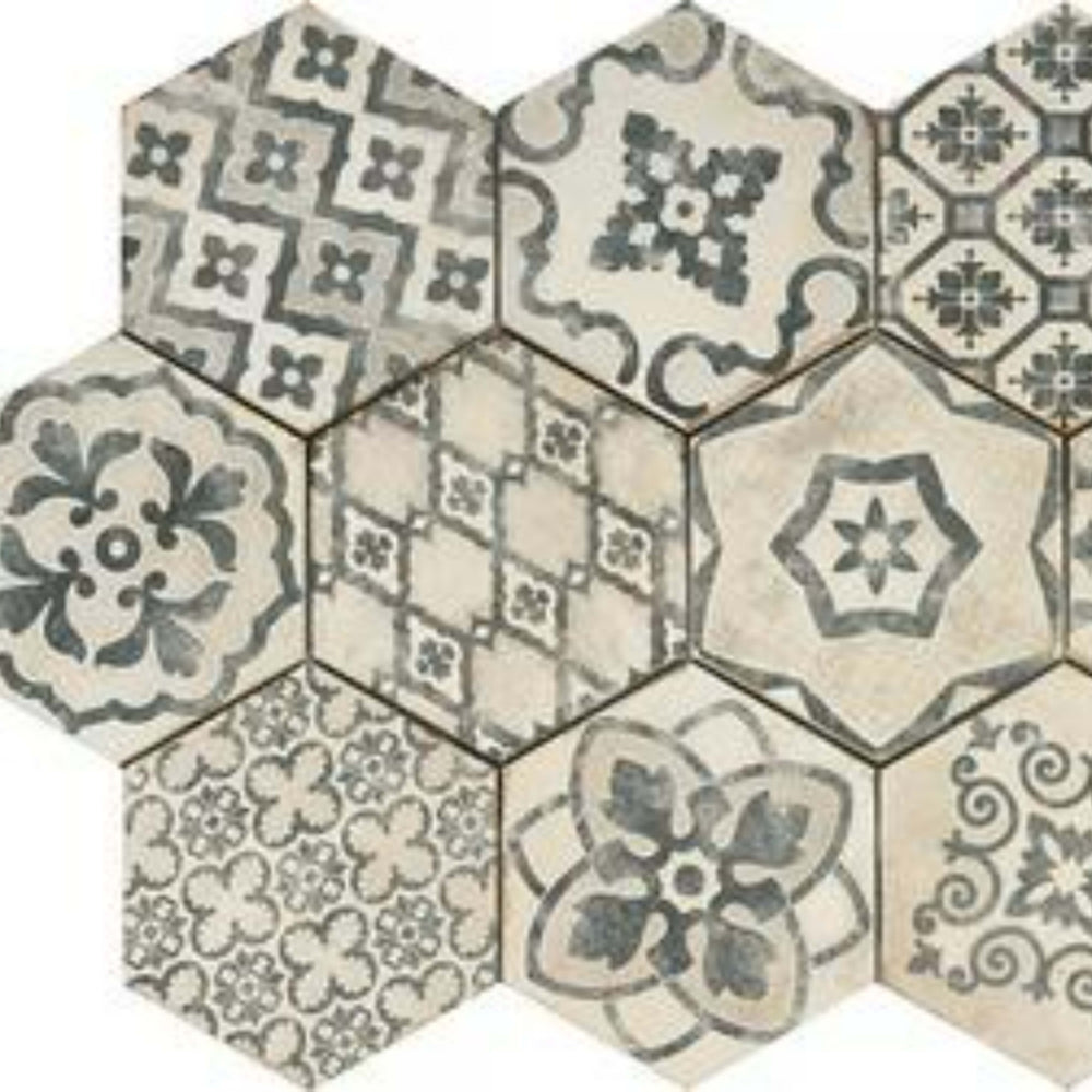 Eden in Esagona Decoro Romance Cotone-21x18 Tile