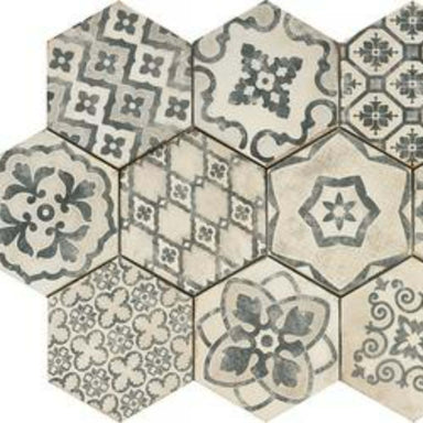 Eden in Esagona Decoro Romance Cotone-21x18 Tile