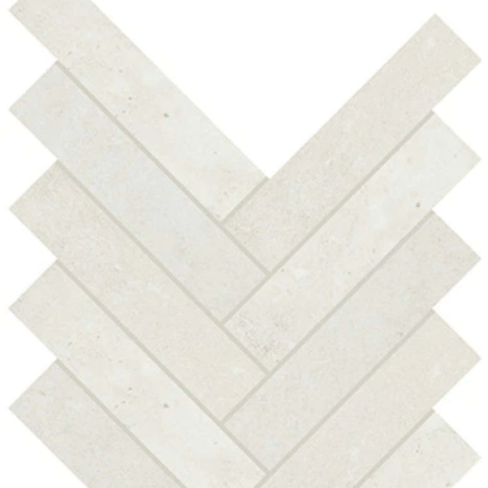 Rekindle in White Herringbone Tile