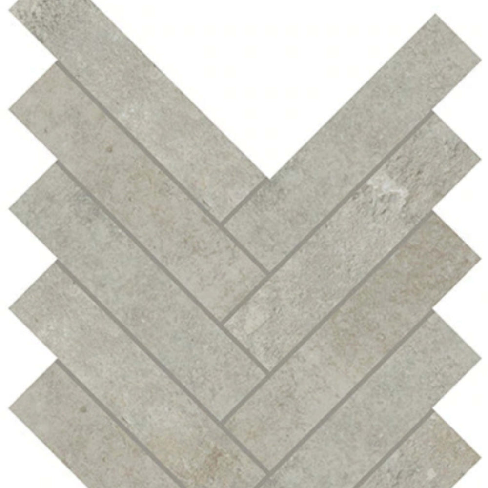 Rekindle in Light Grey Herringbone Tile