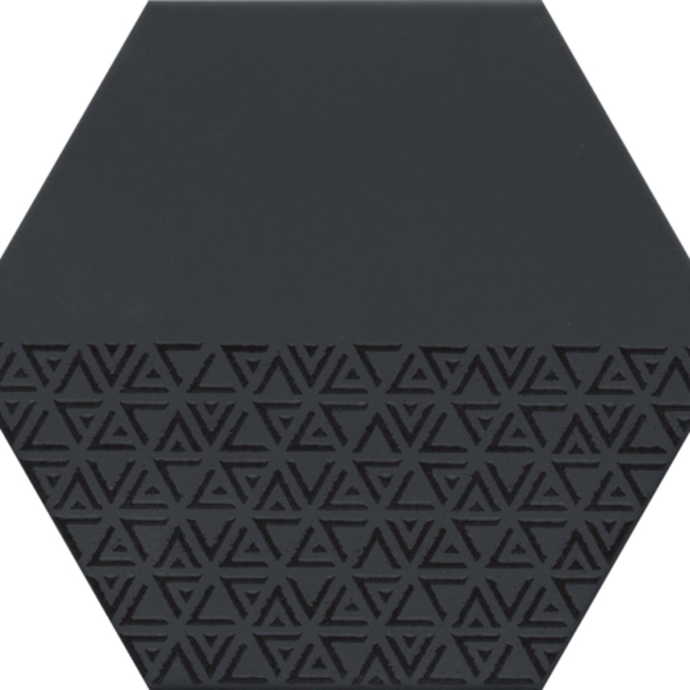 Rhythm in Black Hex Pattern 11" X 13" Tile