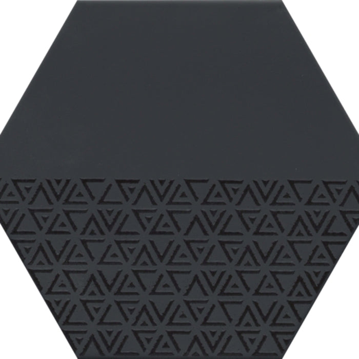 Rhythm in Black Hex Pattern 11" X 13" Tile