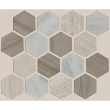 PEARL MOSAIC HEXAGON MOSAIC in Bianco C Rockw  Tile