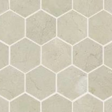 PEARL MOSAIC HEXAGON MOSAIC in Crema Marfil  Tile