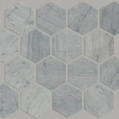 PEARL MOSAIC HEXAGON MOSAIC in Blue Grigio  Tile