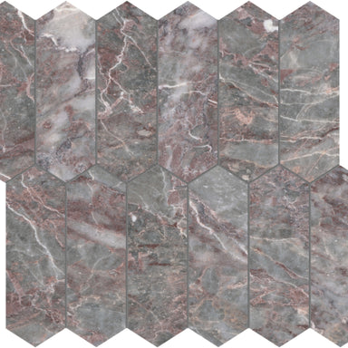Sereno Burgundy in Picket Mosaic Honed Natural Stone