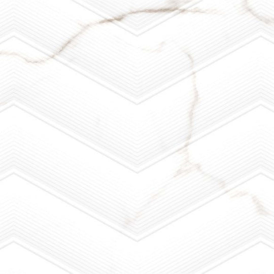 Sculpture in White Chevron 13" X 36"