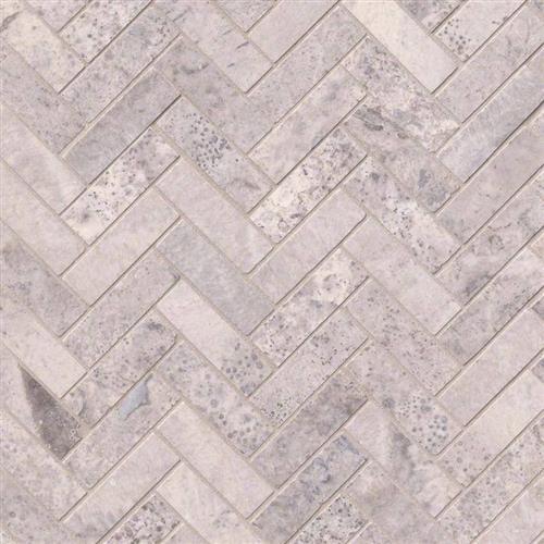 Silver Travertine in Silver Travertine - Herringbone