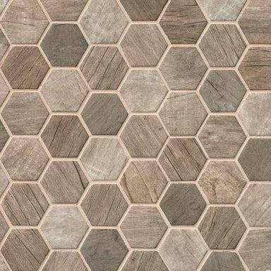 Driftwood in Hexagon Glass Tile