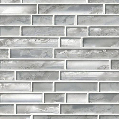 Silver Canvas in Interlocking Pattern Glass Tile