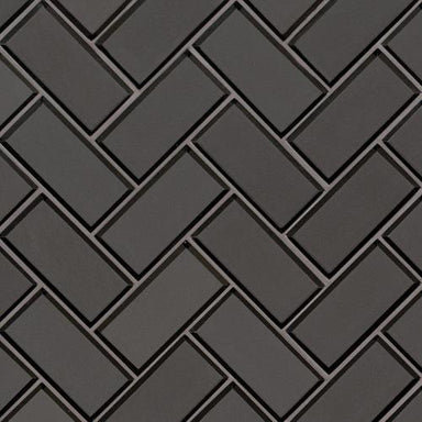 Metallic in Gray Bevel Herringbone Glass Tile