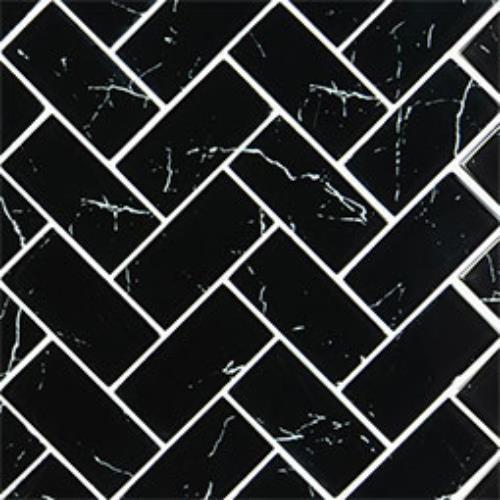 Nero in Marquina Glass 2x4 Herringbone