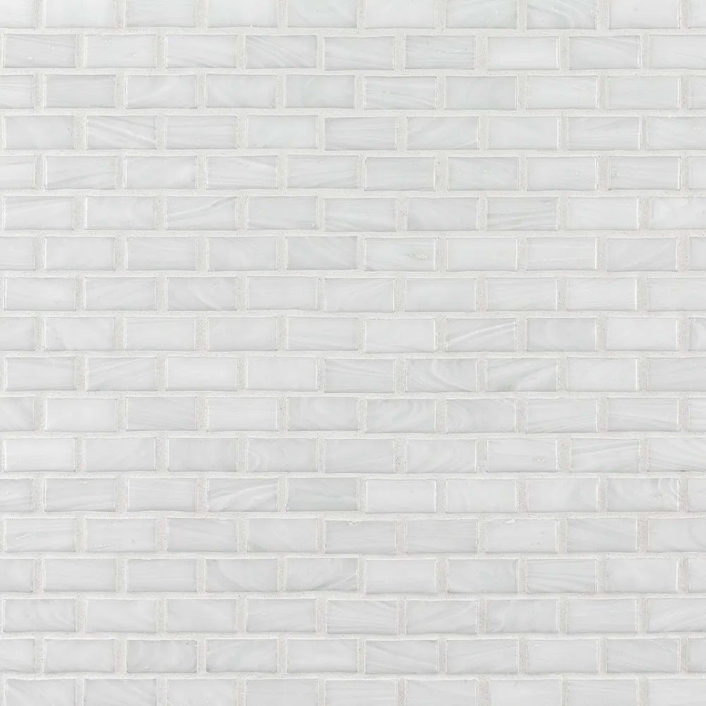 Snowpack Mosaic in White Glass Tile