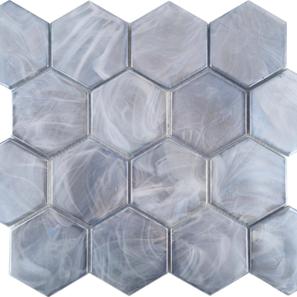 Splash in Blue / 3" Hex Glass Tile