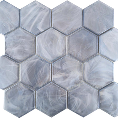 Splash in Blue / 3" Hex Glass Tile