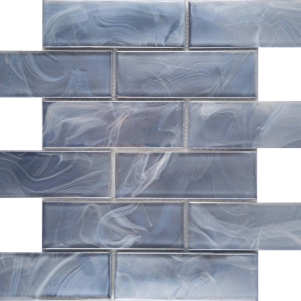 Splash in Blue / 2" X 4" Beveled Glass Tile