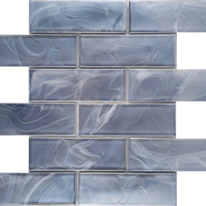 Splash in Blue / 2" X 4" Beveled Glass Tile