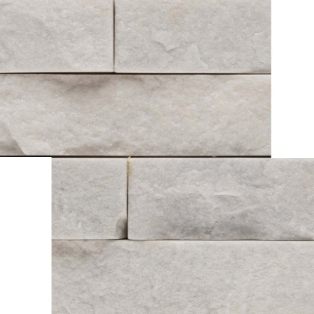 SLATE, QUARTZITE & SANDSTONE in White Quartzite - Stacked Corner Set 6" X 24" X 1.25" Natural Stone