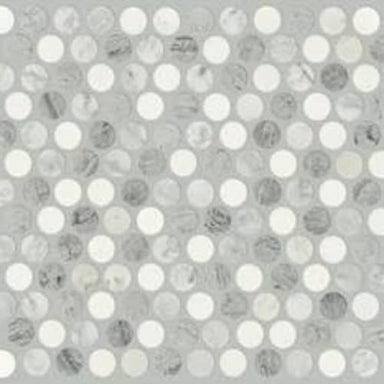 ESTATE PENNY ROUND MOSAIC in Bian/Carr/Blu G  Tile