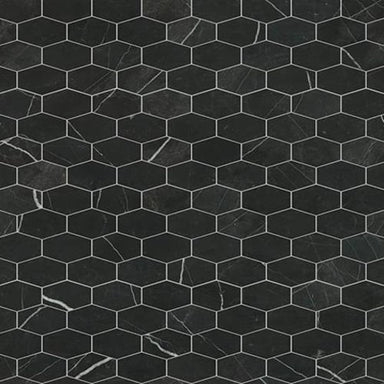 ESTATE STRETCH HEXAGON MOSAIC in Nero Marquina  Tile