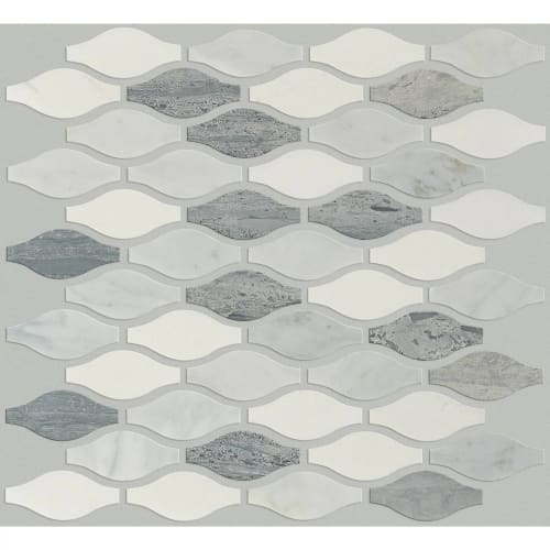 ESTATE ORNAMENT MOSAIC in Bianco C Blue G  Tile