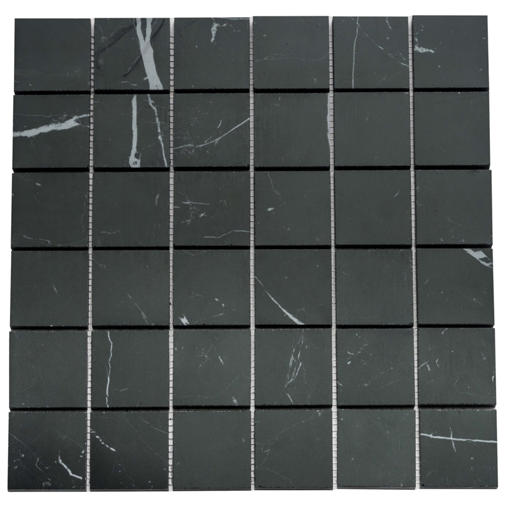 Prexious Silk in Nero Marquinia Mosaic Tile