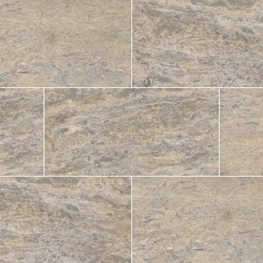 Silver Vein Cut Travertine in Gray-Dark 12x24