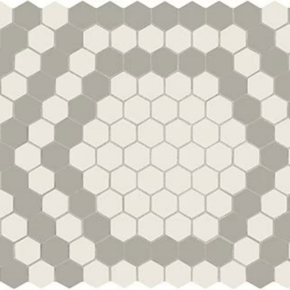 Unglazed Mosaics in Ice White/Light Smoke Hex Hexagon Tile