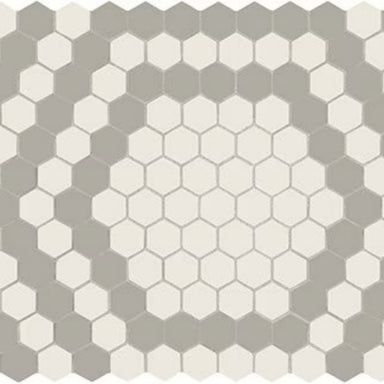 Unglazed Mosaics in Ice White/Light Smoke Hex Hexagon Tile