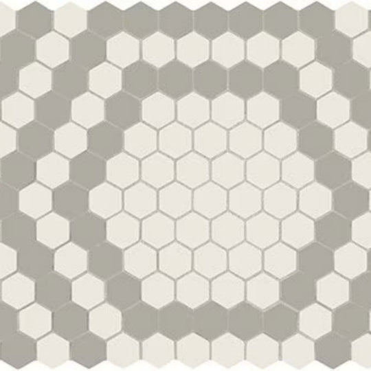 Unglazed Mosaics in Ice White/Light Smoke Hex Hexagon