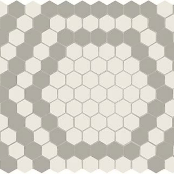 Unglazed Mosaics in Ice White/Light Smoke Hex Hexagon Tile
