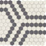 Unglazed Mosaics in Ice White/Black Hex Tile